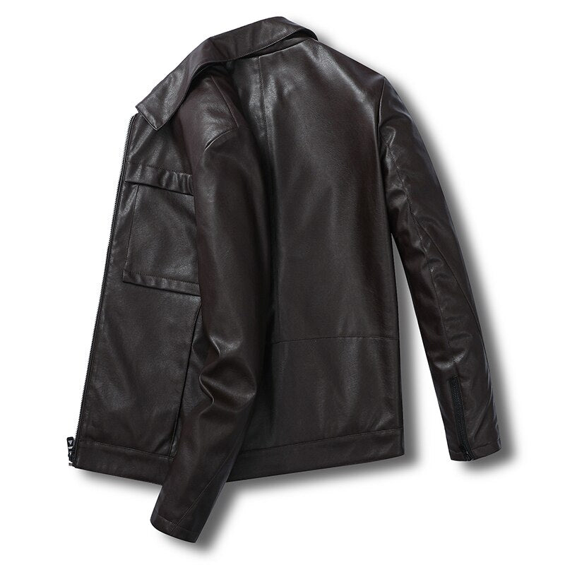 Men Jacket Leather 2020 News Motorcycle Men&#39;s Leather Lapel Versatile Personality Slimming Zipper Pocket Men&#39;s Wash Leather Coat