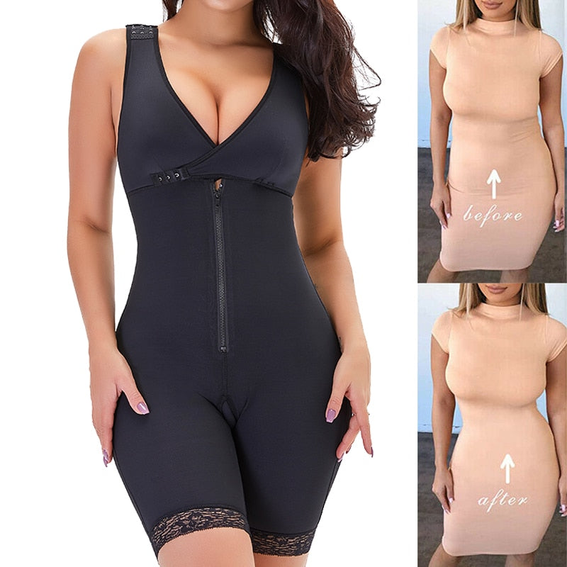 Slimming Bodysuit Corset Overbust Women Plus Size Full Body Shaper Body Lifter Shapewear Waist Trainer Trimmer Adjustable Strap