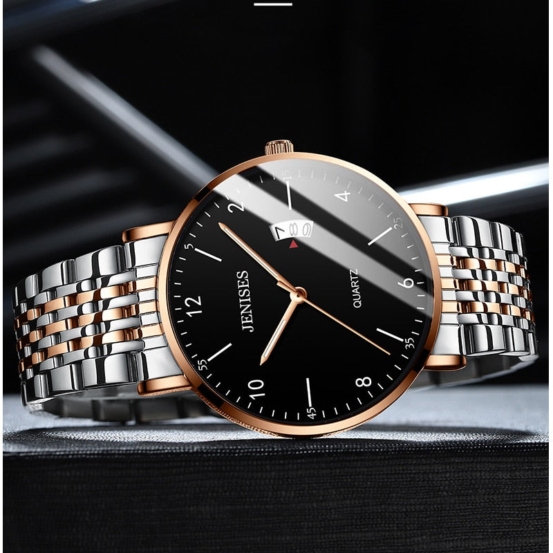 BELUSHI Fashion New Mens Watches Top Luxury Brand Waterproof Quartz Watch Men Casual Stainless Steel Business Date Wrist Watch