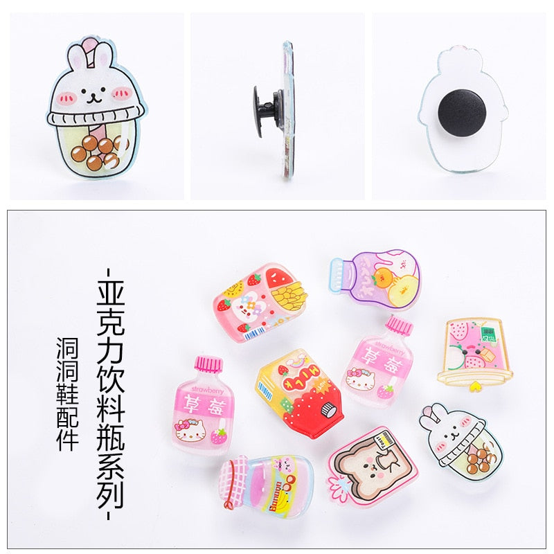 Shoe Charms Decoration Buckle carton chocolate ice cream fruit acrylic M JIBZ DIY combiation for croc friend gift 10pcs/set