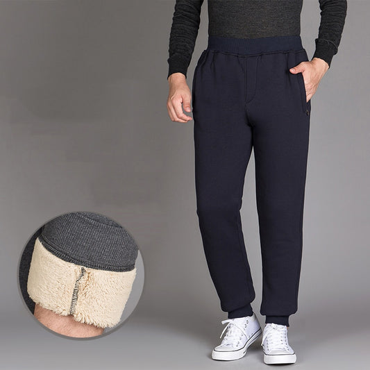 2022 Autumn Winter Men Pants Thick Warm Velvet Black Pencil Pants Vintage Elastic Waist Long Fleece Trousers Men Plus Size L-6XL