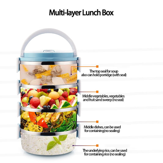 Stainless Steel Multi-layer Lunch Box Seal Heat Preservation Not Leaking Microwave Safety Office Kids School Food Container Box