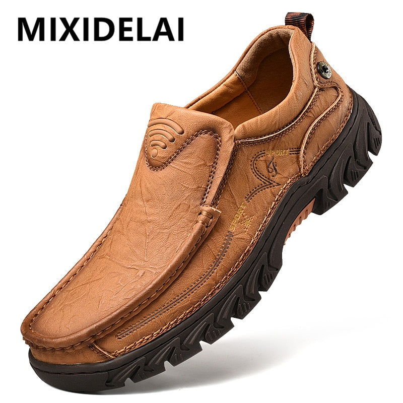 New Men&#39;S Shoes 100% Genuine Leather Casual Shoes High Quality Comfortable Work Shoes Cow Leather Loafers Sneakers Shoes Size 48