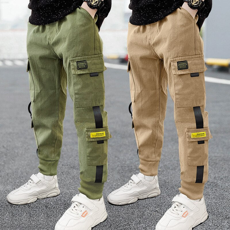 New Children Pants Trend Clothing Boys Pants Letter Pattern Cargo Pants Elastic Waist Harem Pants Baby Teenage Trousers For Kids