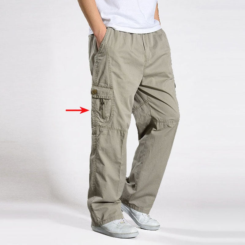 Brand Casual Pants men cargo pants cotton loose trousers mens pants overalls Multi Pocket Straight Joggers Homme 6XL