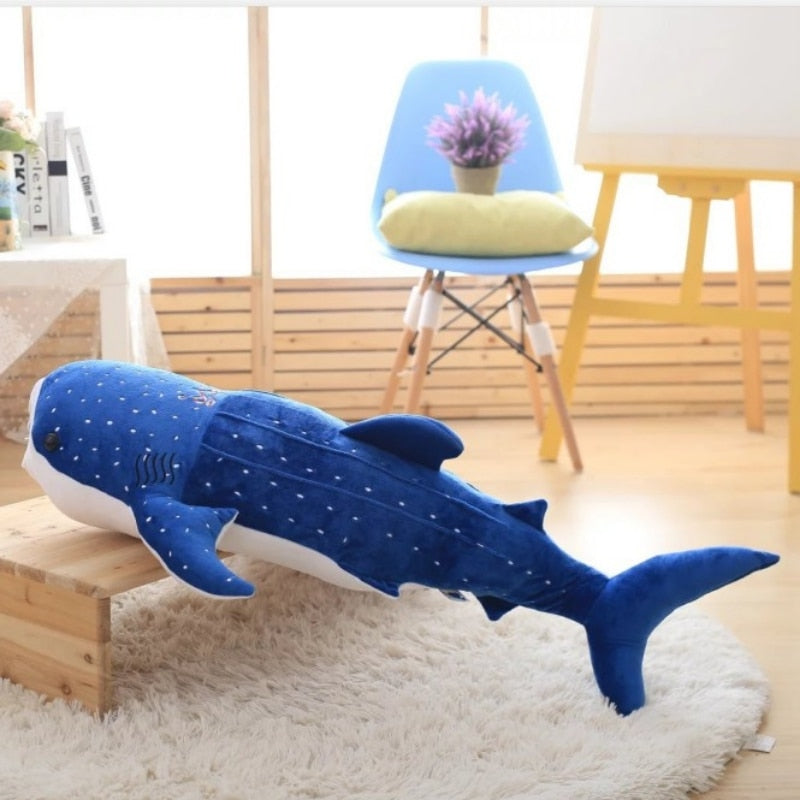 150cm Large Size Soft Shark Plush Toy Big Creative Blue Whale Stuffed Soft Shark Sea Fish Plush Pillow Lovely Children Baby Do