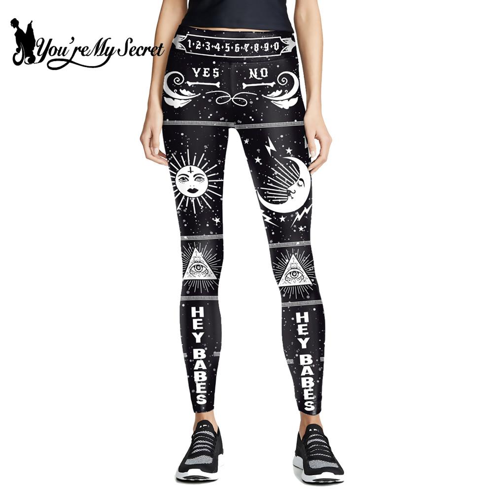 [You&#39;re My Secret] NEW Ouija Leggings Women Satan Devil Black Pants Baphomet Dark Gothic Leggins Lucifer Fitness Workout Legins