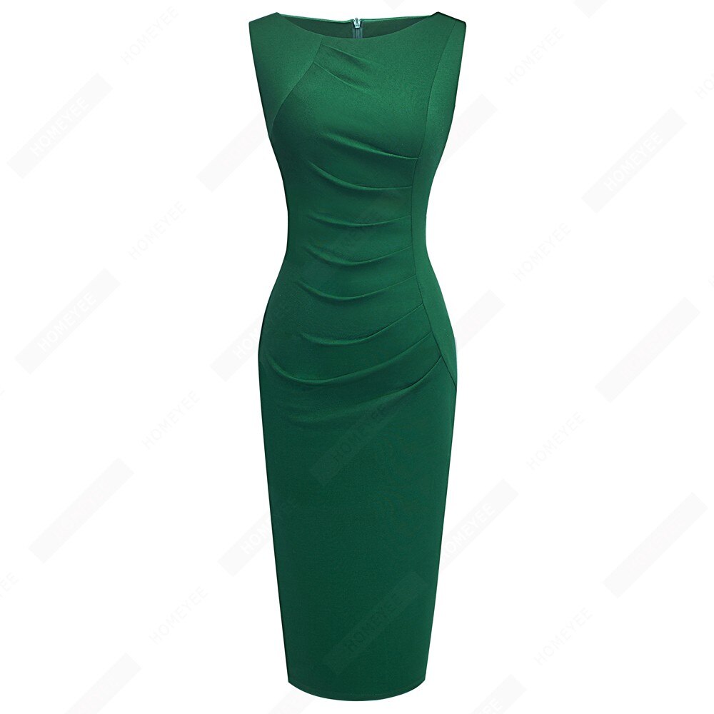 Women Elegant Fashion Solid Color Wear to Work Dresses Business Office Vinatge Bodycon Formal Dress EB600