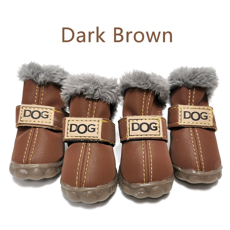 Winter Pet Dog Shoes Warm Snow Boots Waterproof Fur 4Pcs/Set Small Dogs Cotton Non Slip XS For ChiHuaHua Pug Pet Product PETASIA