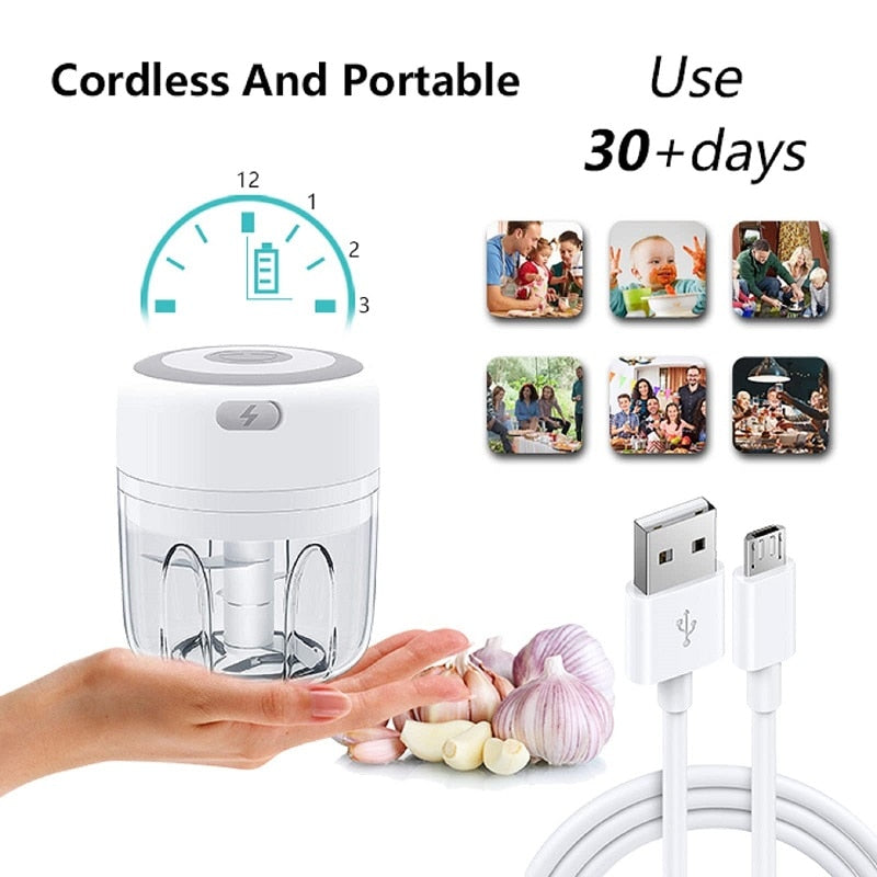 Electric Garlic Masher USB Charging  Sturdy Durable Mini Grinder Chopper  Crushed Ginger Grind Fresh Chili