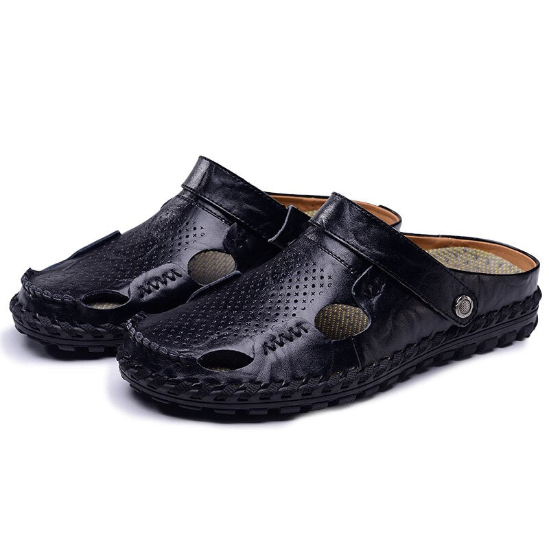 Men Summer Sandals Genuine Leather Beach Trekking High Quality Hombre Fashion Comfortable Outdoor Beach Rome Slippers Size38-44