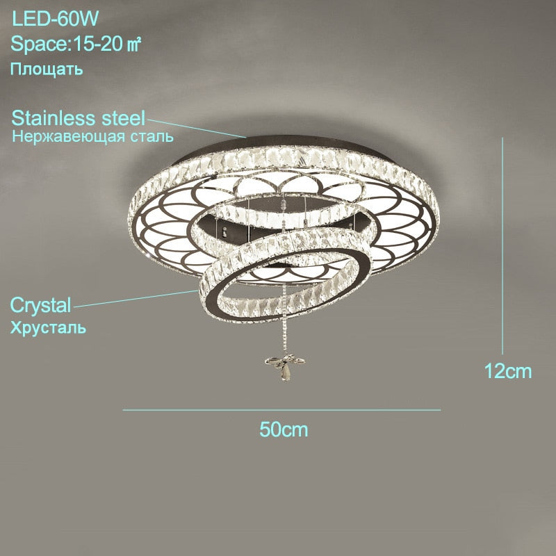 Сhrome lustres bedroom Modern crystal ceiling lighting dining room luxury ceiling lamps living room ceiling light led fixtures