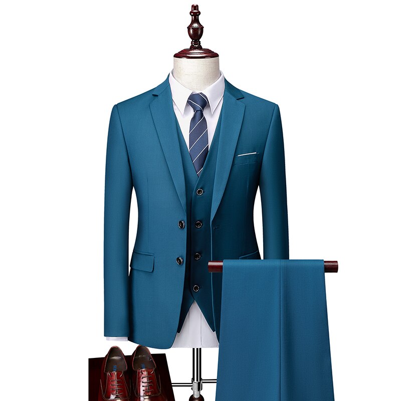 Men Suit 2021 Spring and Autumn High Quality Custom Business Suit Three-piece Slim Large Size Multi-color Suit Two-button Suit