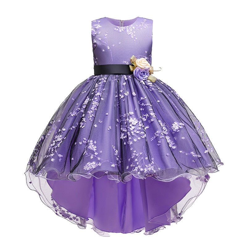 Baby Girls Flower Princess Ball Gown Party Tutu Trailing Dress For Brithday Wedding Kids Christmas Dresses Children Clothing