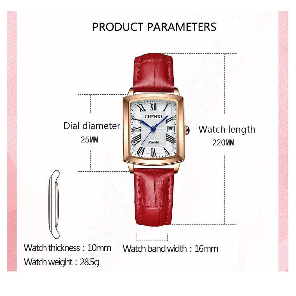 CHENXI Fashion Women Watches Top Brand Luxury Waterproof Ladies  Quartz Watch Leather Strap Wristwatch Female Clock Montre Femme