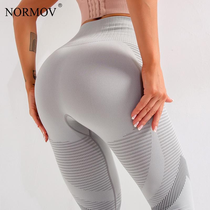 NORMOV Fitness Leggings Women Seamless High Waist Push Up Leggins Black Hollow Out Breathable Quick-drying Workout Femme Jegging