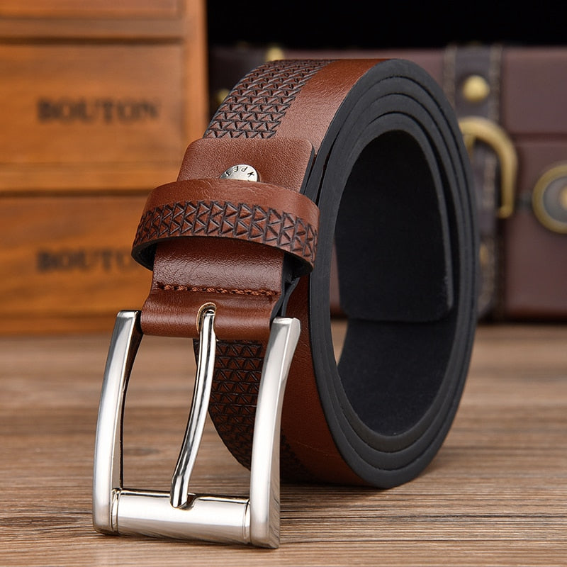 Fashion Men Leather Belt  For Jeans Luxury Designer Belts Casual Strap Male Pin Buckle High Quality Brown Black Blue Color