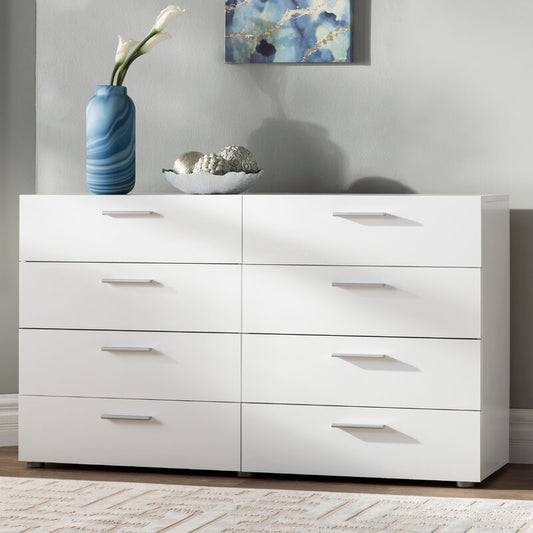8/4 Drawer Dresser Cabinet Storage Solid Wood Home Furniture for Guest Room Bedroom Modern Style High Gloss Finish Easy Assembly