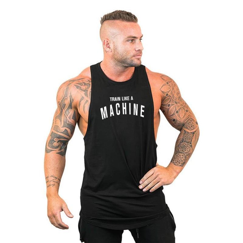 New Brand Summer Men Gym Muscle Bodybuilding Sleeveless Shirt Cotton Street Workout Tank Top Singlet Fitness Sport Print Vest