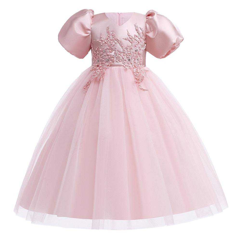 Baby Girls Flower Princess Ball Gown Party Tutu Trailing Dress For Brithday Wedding Kids Christmas Dresses Children Clothing