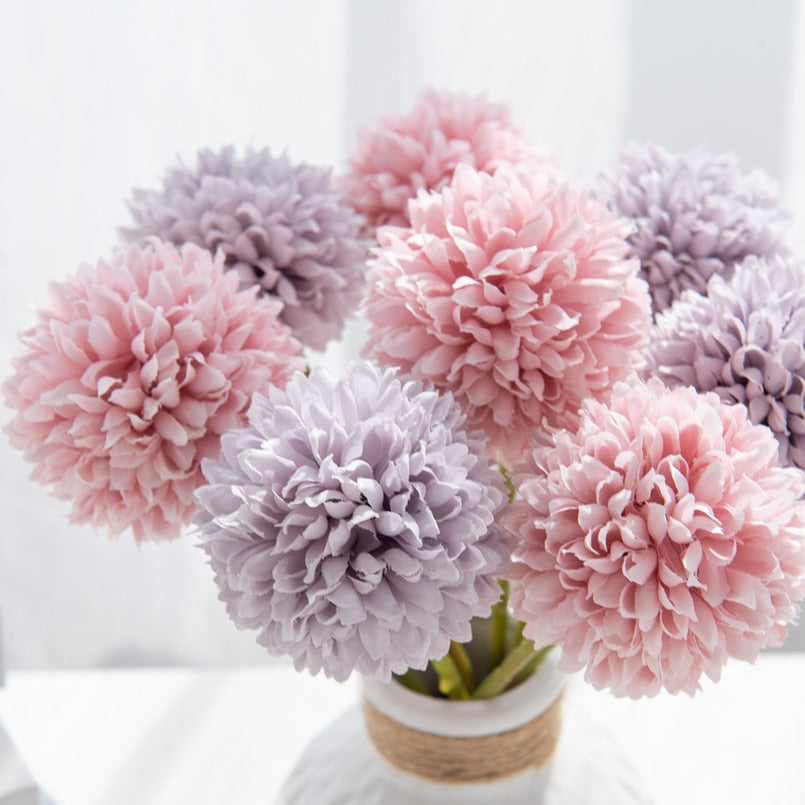 5PCS Silk Hydrangea Wedding Car Decorative Flowers Christmas Decorations Vase for Home Scrapbooking Artificial Plants