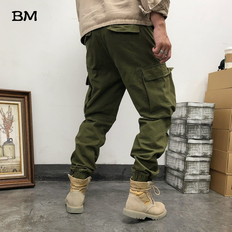 High Quality Cotton Military Joggers Men Streetwear Tactical Pants Fashion With Belt Cargo Pants Army Trousers Harajuku Clothes