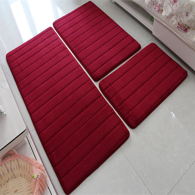 3pcs/set Thicken Floor Carpet for Living Room Non-slip Bathroom Mat Set Coral Fleece Bedside Long Mat Bedroom Door Mat 10 Colors