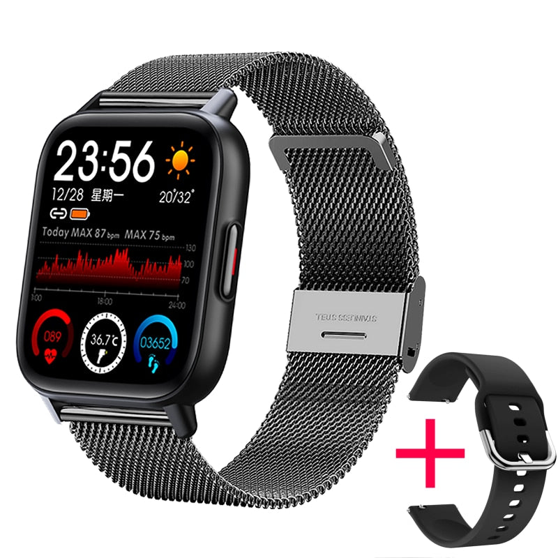 New 1.69 Inch Smart Watch Men Body Temperature Full Touch Screen Smartwatch Women Accurate Oxygen Monitor Clock 2021 PK P8