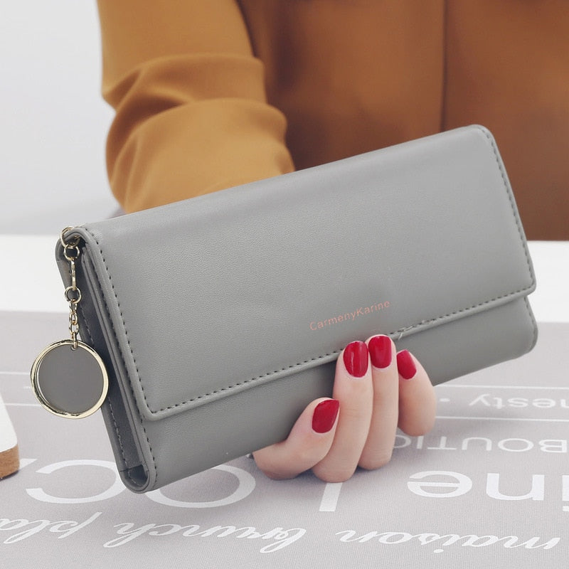 aliwood New Fashion Women Wallets Brand Letter Long Tri-fold Wallet Purse Fresh Leather Female Clutch Card Holder Cartera Mujer