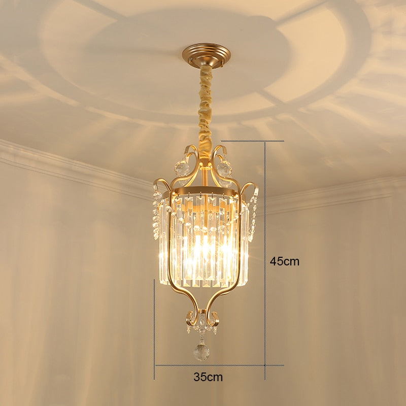 Modern Gold Crystal Small Round Ceiling Chandelier For Corridor Aisle Balcony Bedroom Living Room Led Home Indoor Light Fixtures