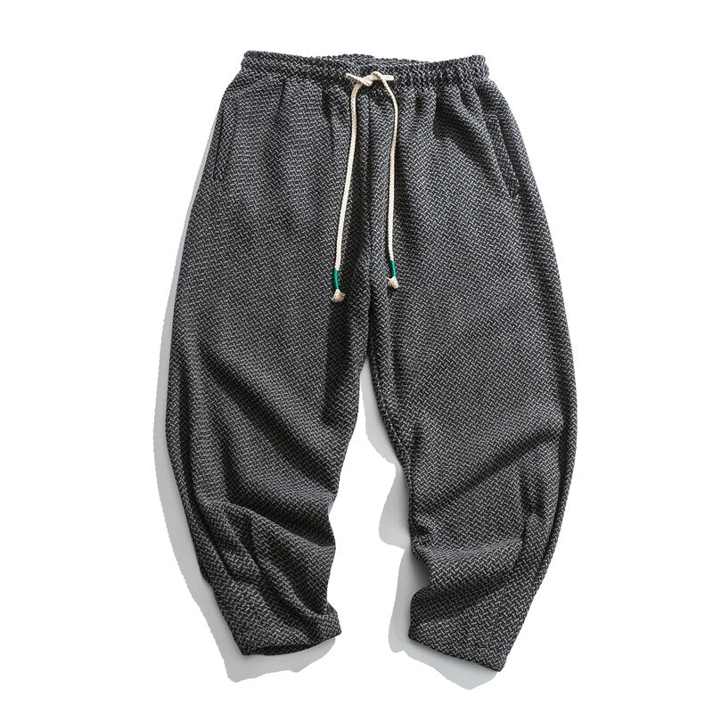 Baggy Pants Men Winter Thicken Wool Harem Pants Male Chinese Style Warm Oversize Trousers Male 2020 Japan Casual Plaid Pants