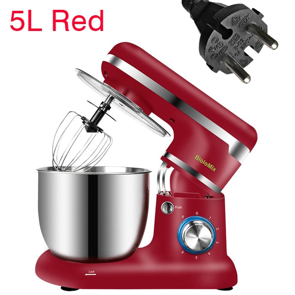 BioloMix Stand Mixer Stainless Steel Bowl 6-speed Kitchen Food Blender Cream Egg Whisk Cake Dough Kneader Bread Maker