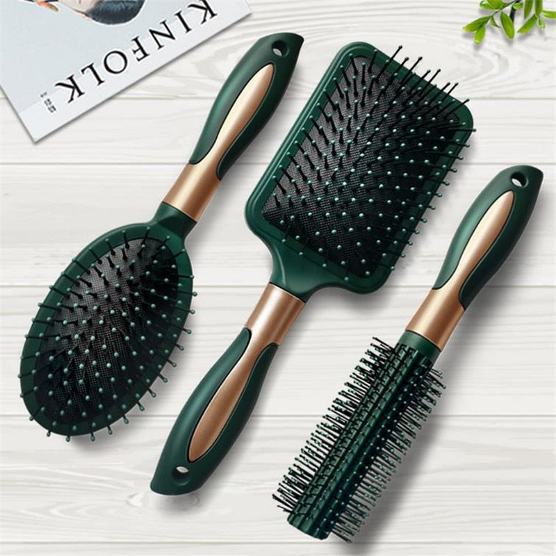 1/4PCS Gold Green Hair Brush Scalp Massage Comb Hairbrush Wet Curly Detangle Hair Brush For Salon Hairdressing Styling Tools 2#1
