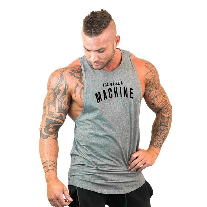 New Brand Summer Men Gym Muscle Bodybuilding Sleeveless Shirt Cotton Street Workout Tank Top Singlet Fitness Sport Print Vest