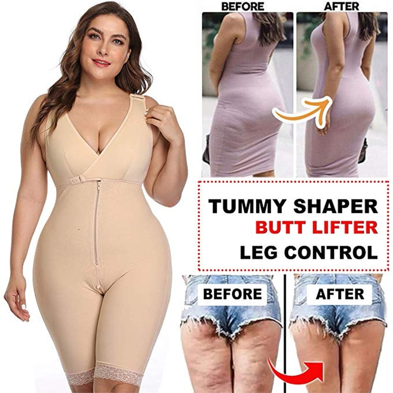 Slimming Bodysuit Corset Overbust Women Plus Size Full Body Shaper Body Lifter Shapewear Waist Trainer Trimmer Adjustable Strap