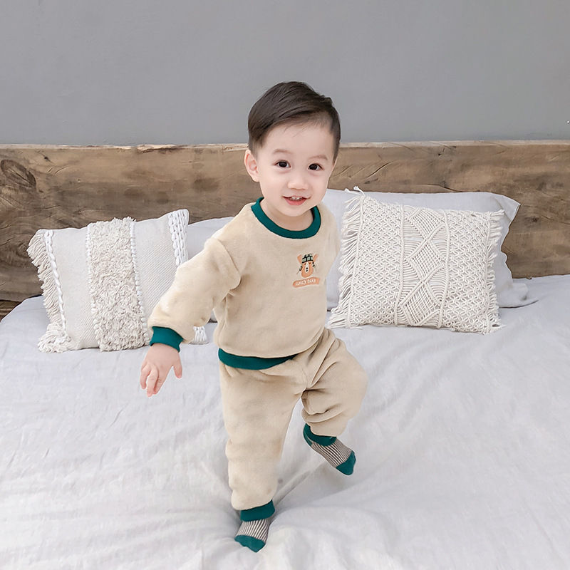 Kids Clothes Flannel Baby Pyjamas Winter Lounge Set Long Johns Kids Clothes Girls Loungewear Clothes Boys Sleepwear Pyjamas Suit