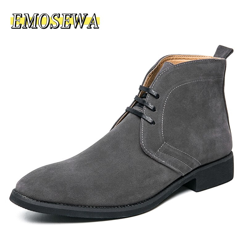 High Quality Fashion Men&#39;s Chelsea Boots Male Ankle Shoes Luxury Brand Leather Men Boots Dress Shoes Party Wedding Casual Flats