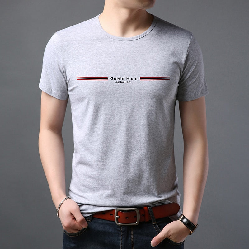 New 95% Cotton 5% Spandex Brand Print Plain Tops Summer t Shirt Men 2022 Round Neck Short Sleeve Casual Fashion Mens Clothes