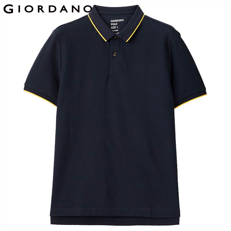 Giordano Men Polos Tipping Short Sleeve Polo Shirt Mesh Structure Ribbed Flat Collar Contrast Cauasual Polo 01011425