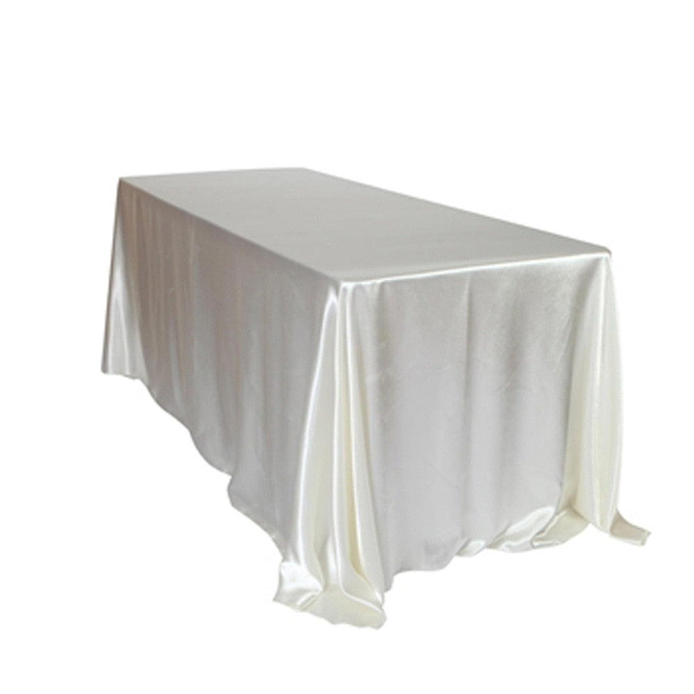Black White Wedding Satin Tablecloth Table Cloth Rectangle For Hotel Banquet Party Events Decoration Table Cover Topper Overlay