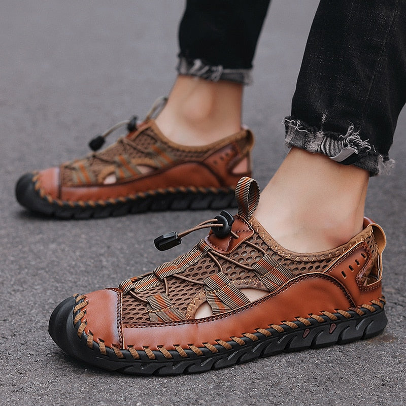Hot Sale Summer Men&#39;s Sandals Outdoor Non-slip Men&#39;s Beach Sandals Handmade Genuine Leather Men&#39;s Shoes Fashion Men Sneakers