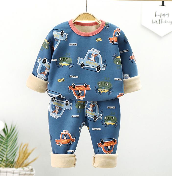 Children Pyjamas Winter Kids Clothing Sets Warm Fleece Pajamas For Boys Thicken Dinosaur Girls Sleepwear Baby Thermal Underwear