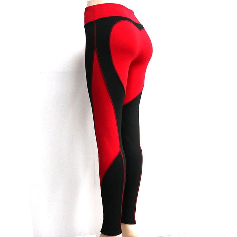 Heart Shape Leggings Women New Red Black Color High Waist Pants Patchwork Printed Leggins Big Size High Elastic Fitness Leggings