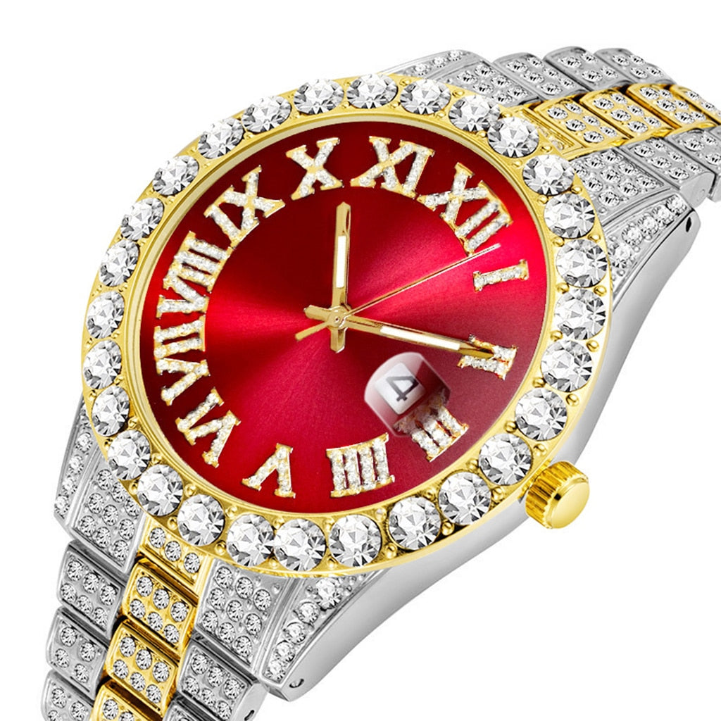 Iced Out Watch Men Luxury Brand Full Diamond Mens Watches AAA CZ Quartz Men&#39;s Watch Waterproof Hip Hop Male Clock Gift For Men