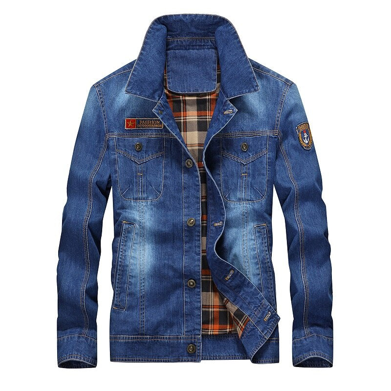 Spring Mens Denim Jacket Trendy Fashion Ripped Denim Jacket Mens Jean Jackets Male Bomber Windbreaker Cowboy Coats 4XL