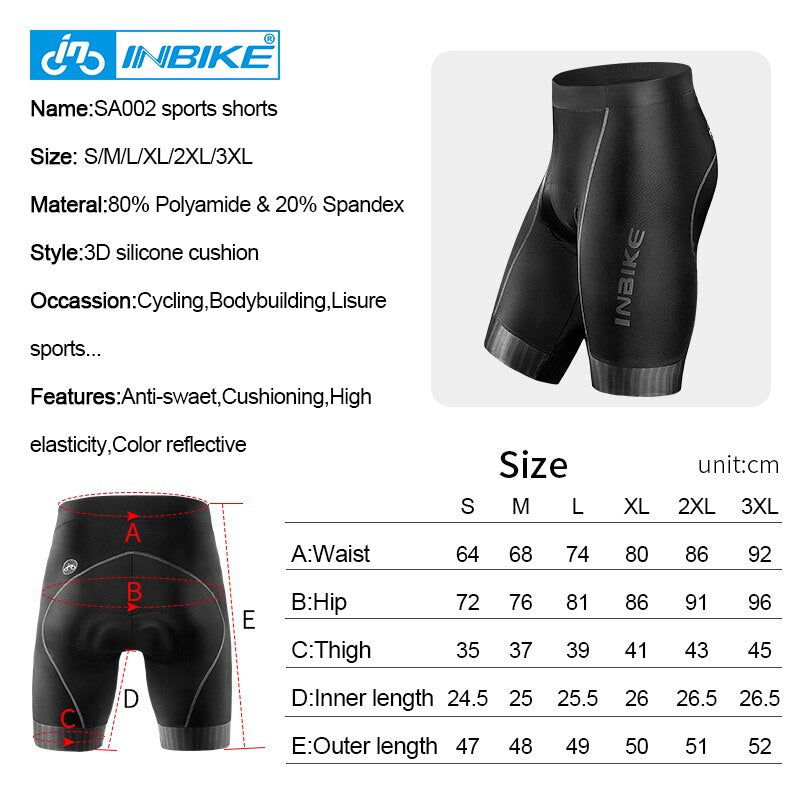 INBIKE Breathable Cycling Shorts Summer Road Bike Shorts Ropa Ciclismo Tights For Men Shockproof Gel Padded Bicycle Shorts SA002