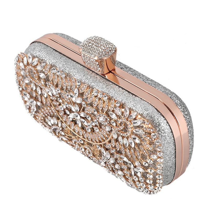 Hollow Diamond Evening Clutch Bag For Women Wedding Clutch Purse Chain Shoulder Bag Small Party Handbag With Metal Handle