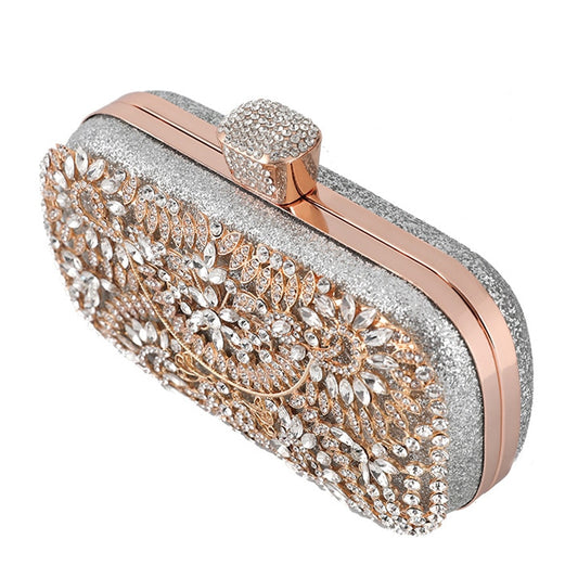 Hollow Diamond Evening Clutch Bag For Women Wedding Clutch Purse Chain Shoulder Bag Small Party Handbag With Metal Handle