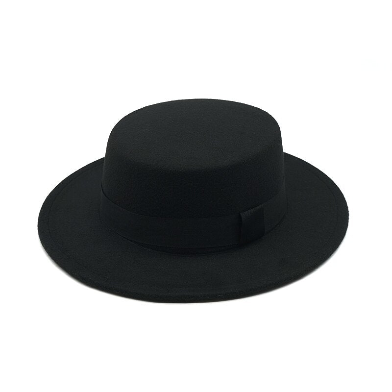 New Fashion 8CM Big side adult Vintage Wide Brim Felt Bowler Hats Floppy Cloche Fedora Cap Hat Band Bowler Elegant female hat