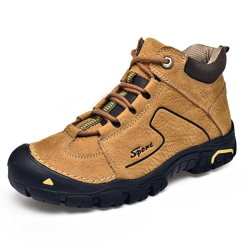 Golden Sapling Retro Men&#39;s Winter Boots Fashion Genuine Leather Casual Shoes Comfortable Mountain Trekking Boot Warm Plush Shoe